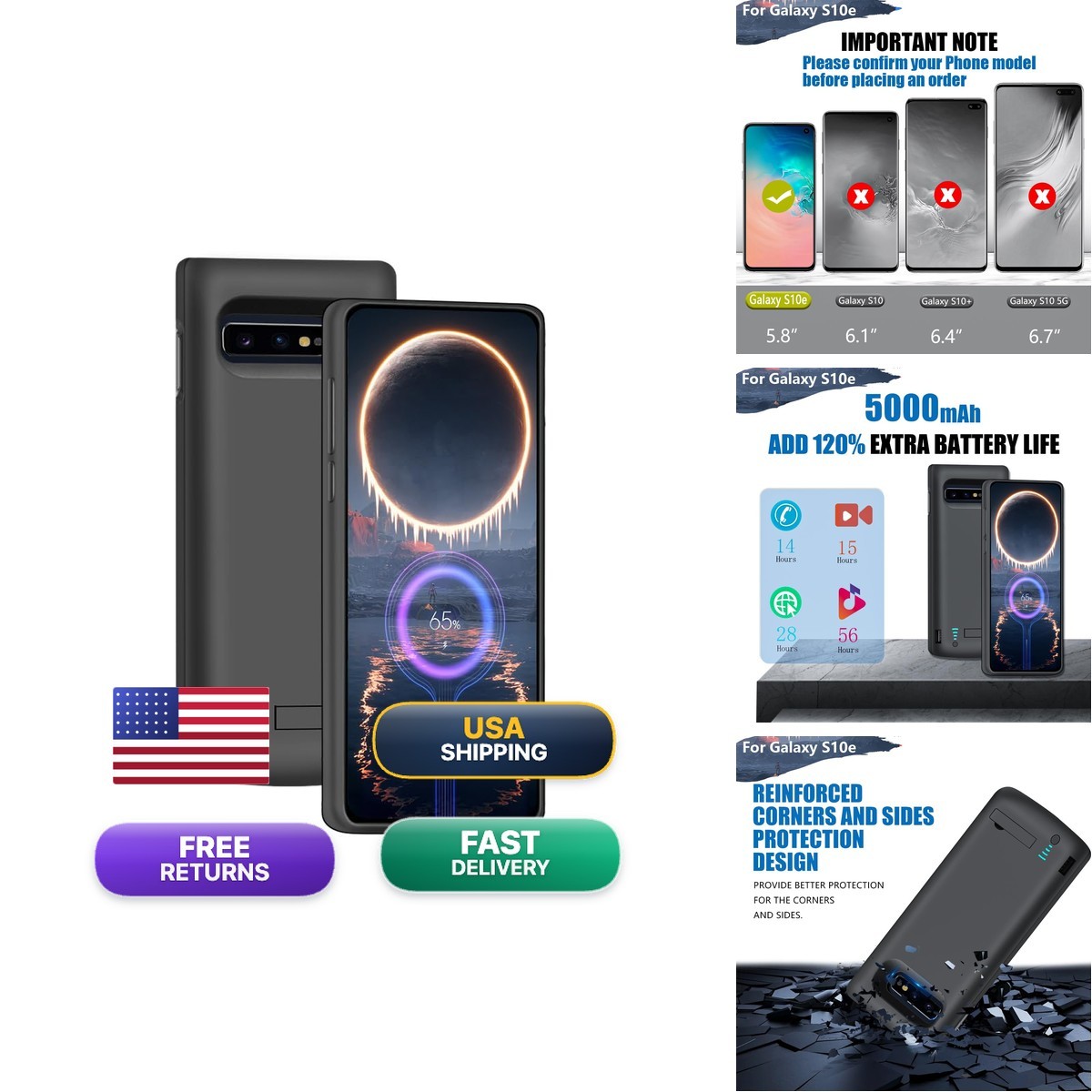 Loytal Upgraded Battery Case Samsung Galaxy S10e, 5000mAh Rechargeable Extended