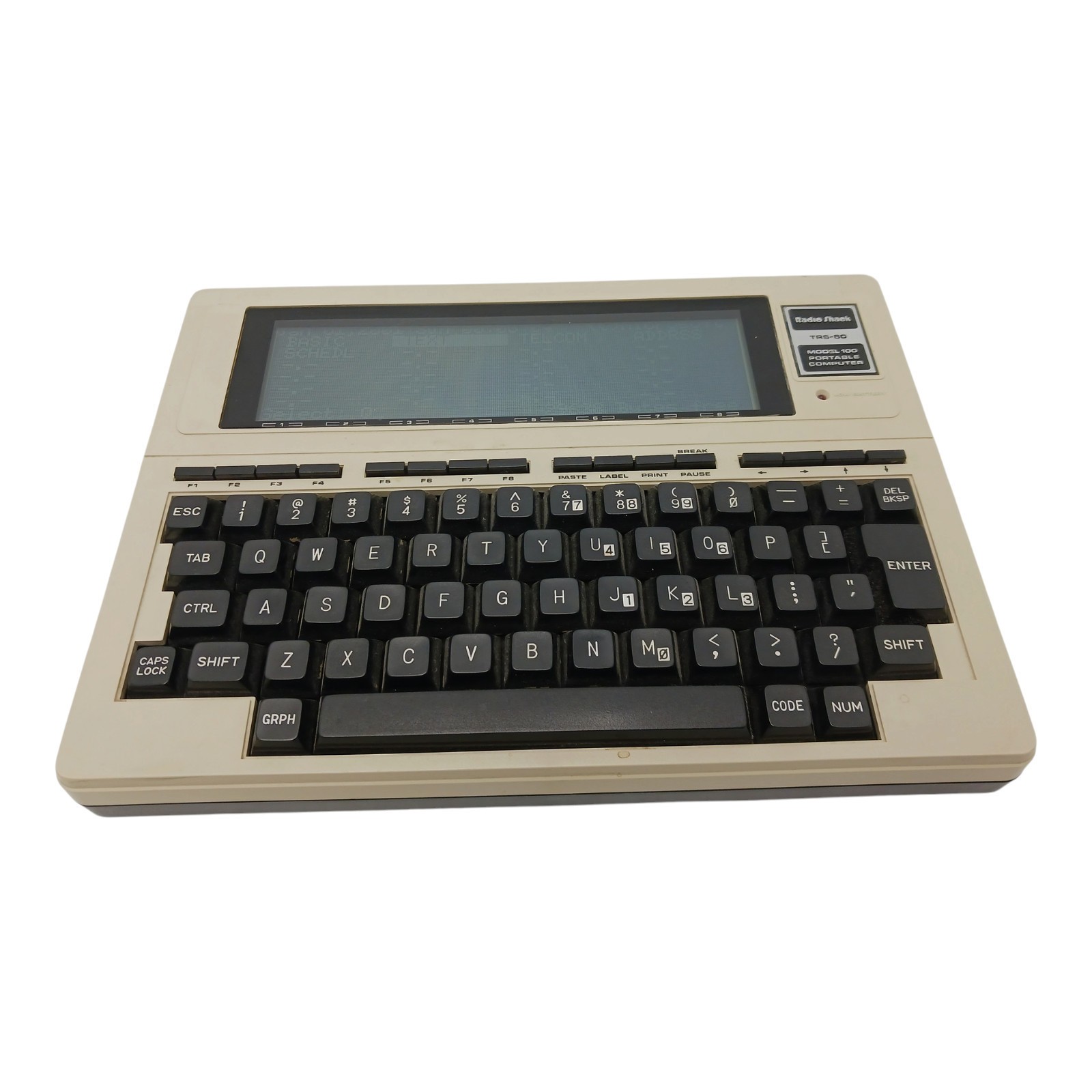 Radio Shack TRS-80 Model 100 Portable Computer Powers Up