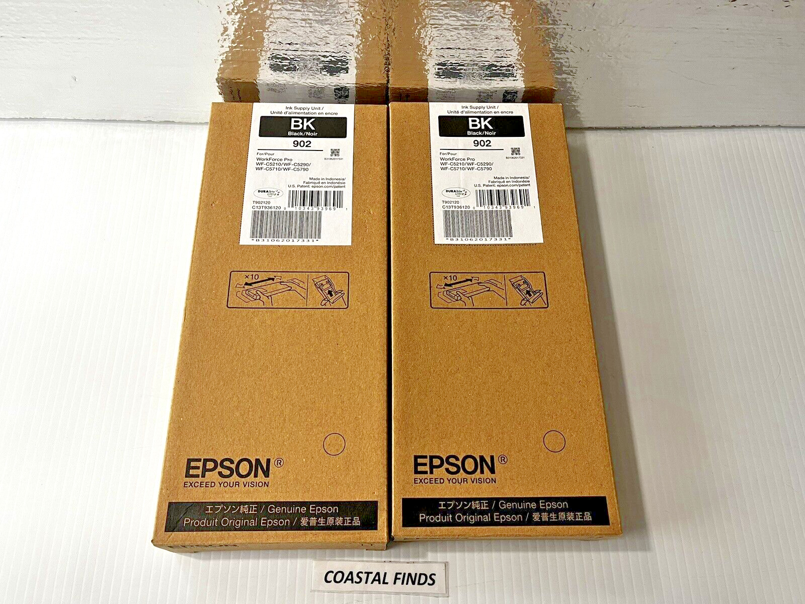 Epson 902 Black Ink Cartridge Lot of 2 OEM NEW Sealed 2023 Date WF-C5210 C5290