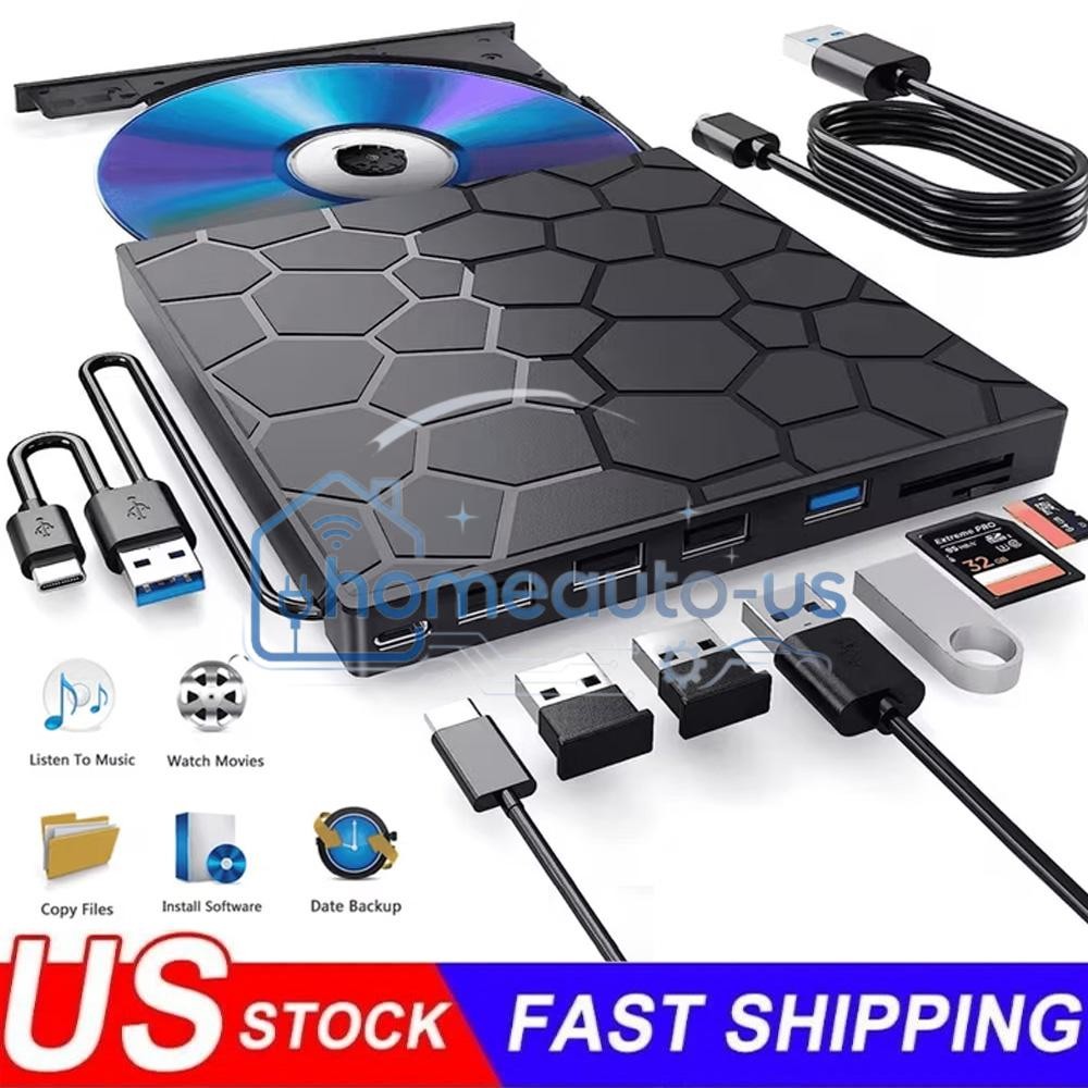 USB 3.0 Slim External CD DVD Drive Disc Player Burner Writer For Laptop PC Mac