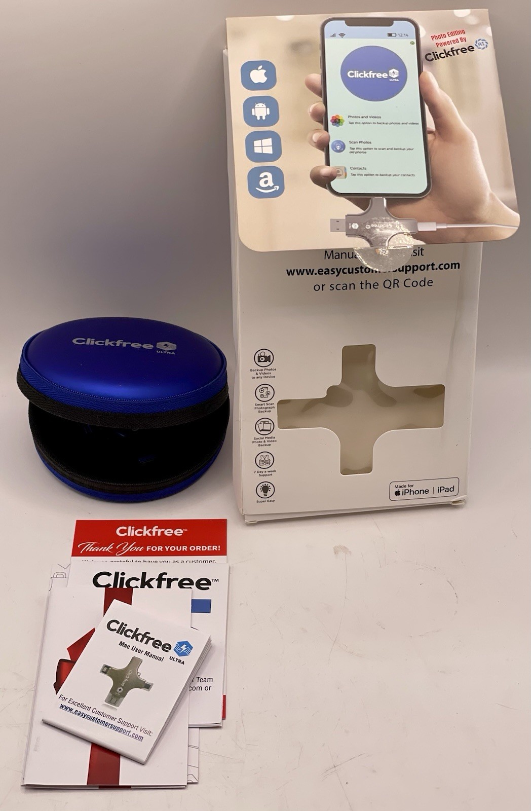 Click free Ultra Backup Photos Videos Smart Scan iPhone/iPad Open Box Purple