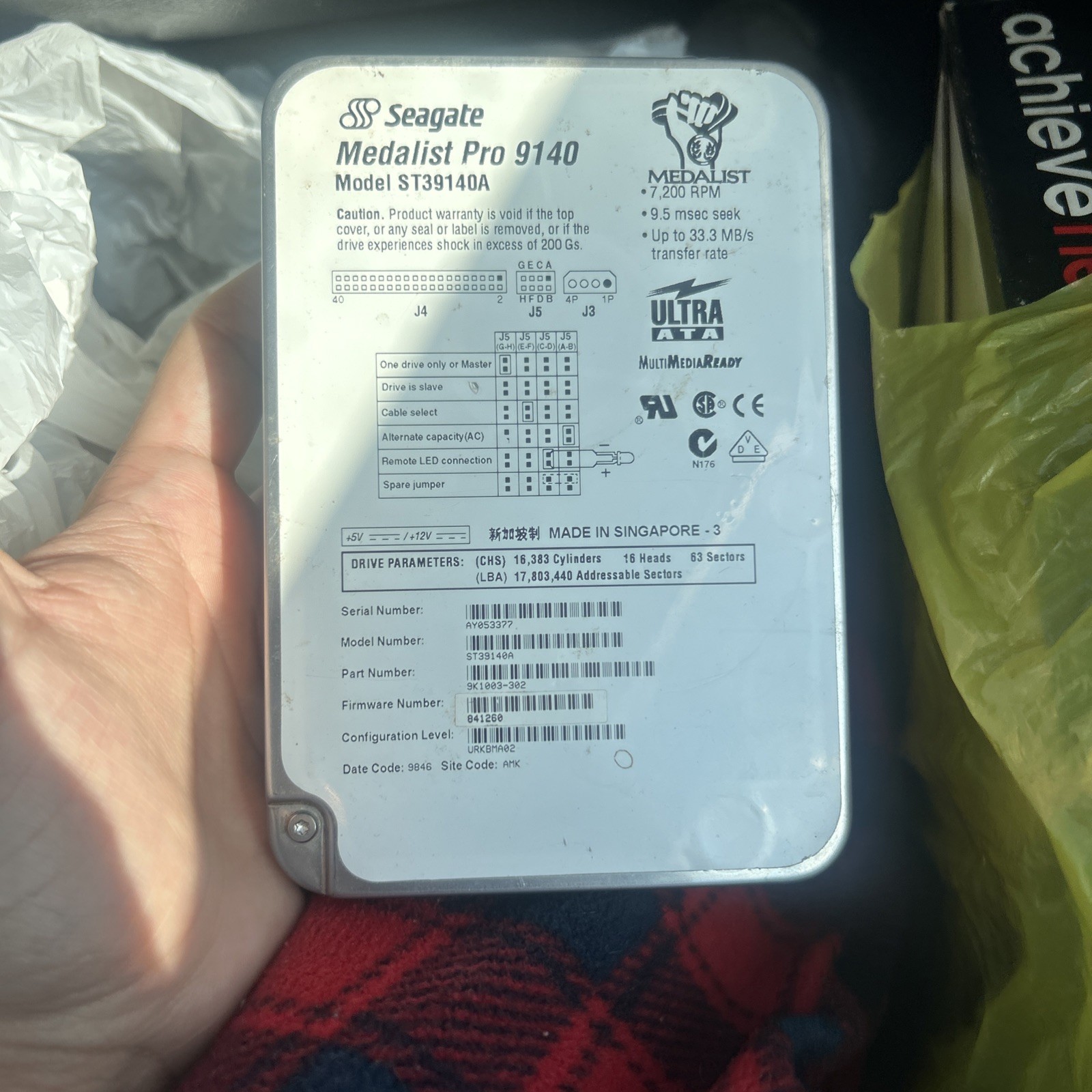 Seagate Medalist Pro 9140 9.12 GB,Internal,7200 RPM,3.5" (ST39140A) Hard Drive
