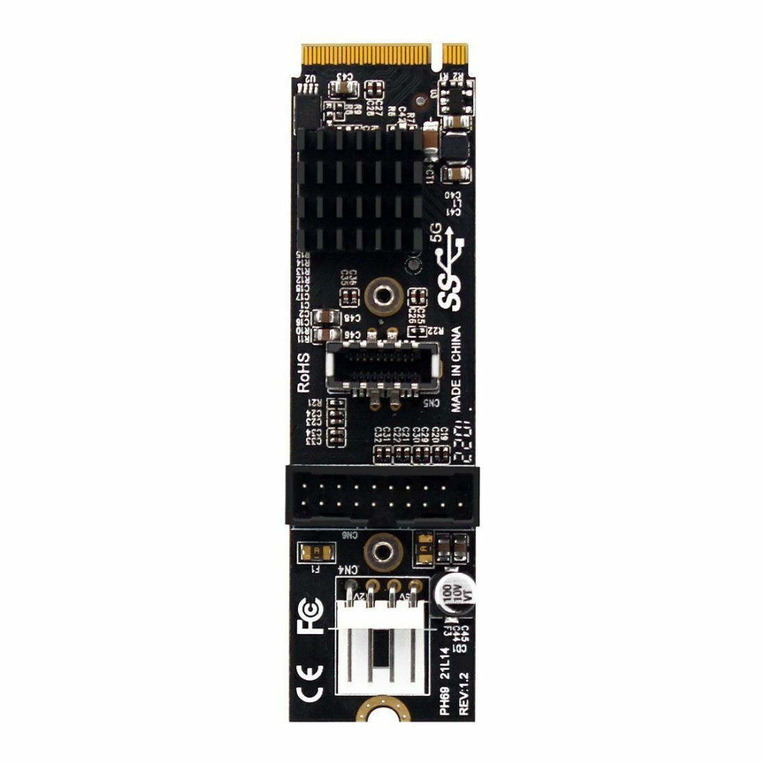 Jimier NVME NGFF M-Key to Type-E USB 3.1 USB 3.0 20 Pin Socket VL805 Adapter
