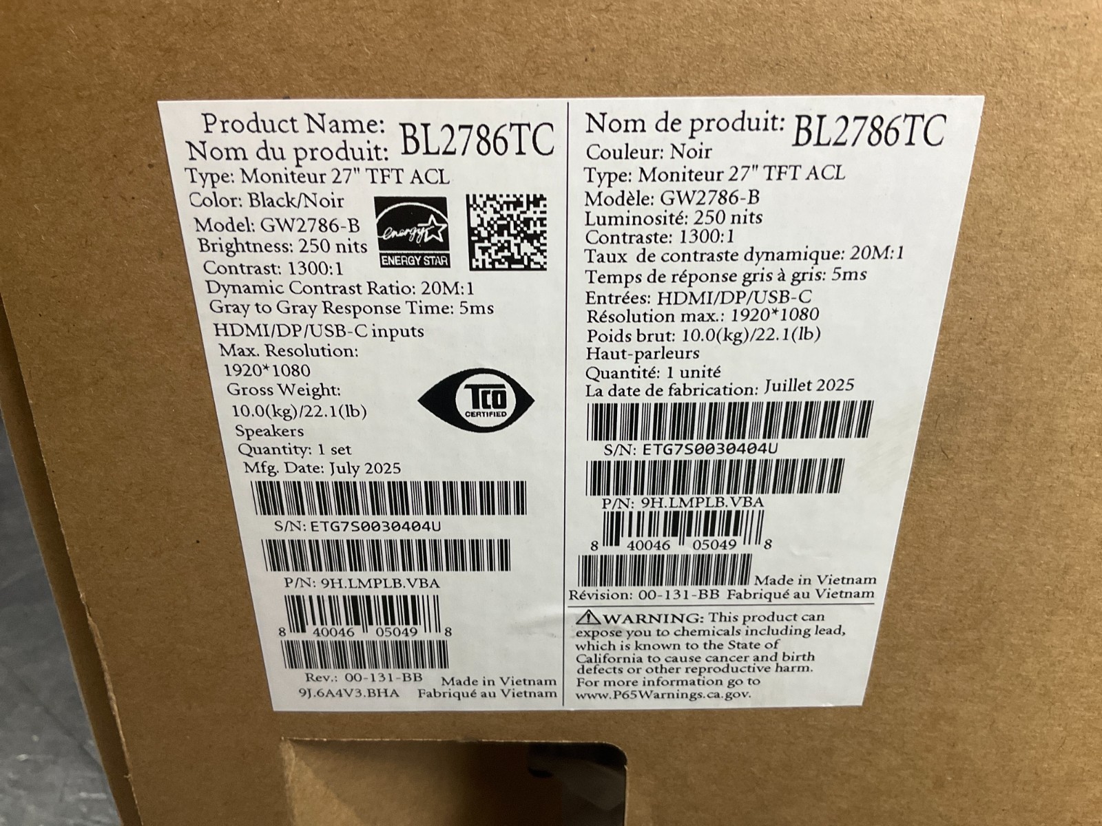 BenQ BL2786TC 27" LED LCD Monitor 1080p BL2786TC ✅❤️️✅❤️️✅ NEW