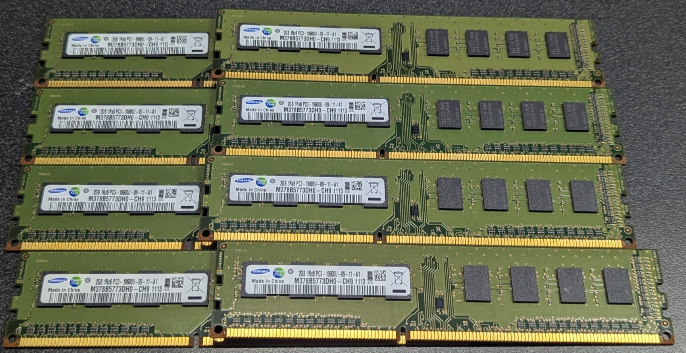 Samsung 16GB (8x2GB) DDR3 PC3-10600U 240-Pin DIMM Non-ECC M378B5773DH0-CH9
