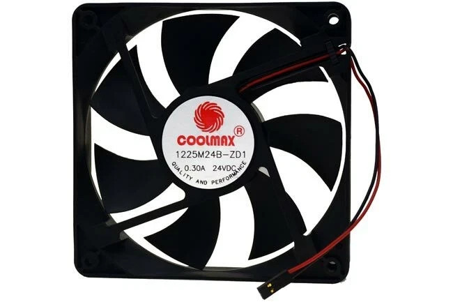 Coolmax 1225M24B-ZD1 120mm x 25mm 24V Dual Ball Bearing Fan, 2-Pin/Wire