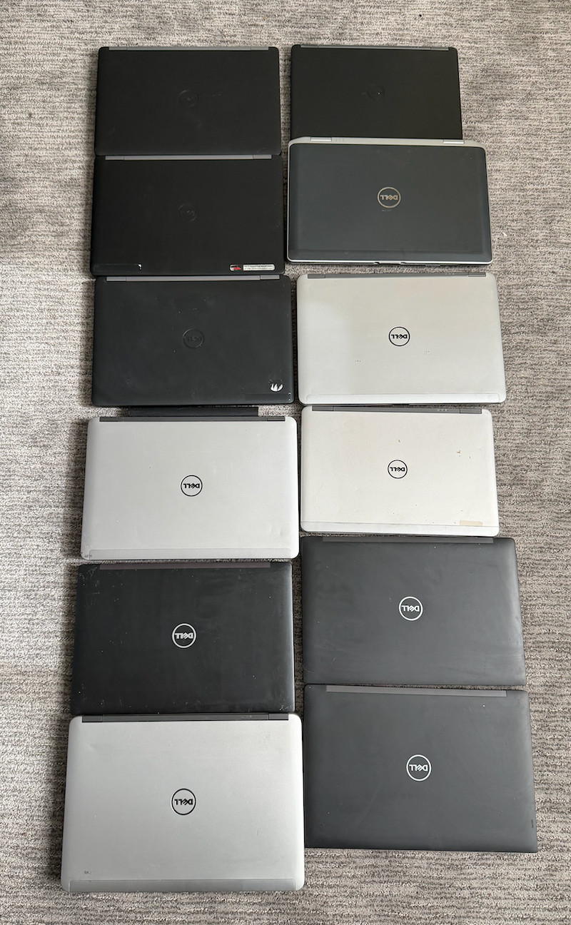 Lot of 12 Dell Latitude Laptops Untested AS IS For Parts or Repair