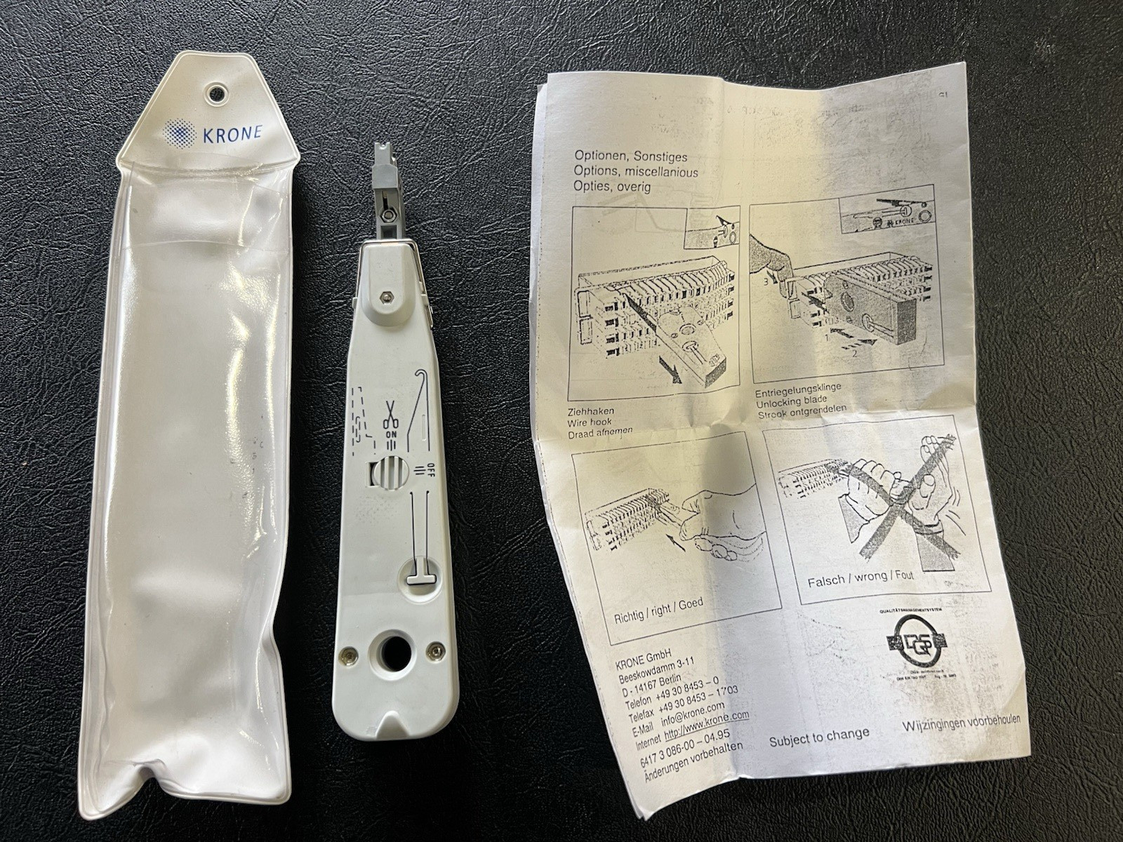 KRONE LSA-PLUS PUNCH DOWN TOOL with SENSOR WITH INSTRUCTIONS+CARRY POUCH