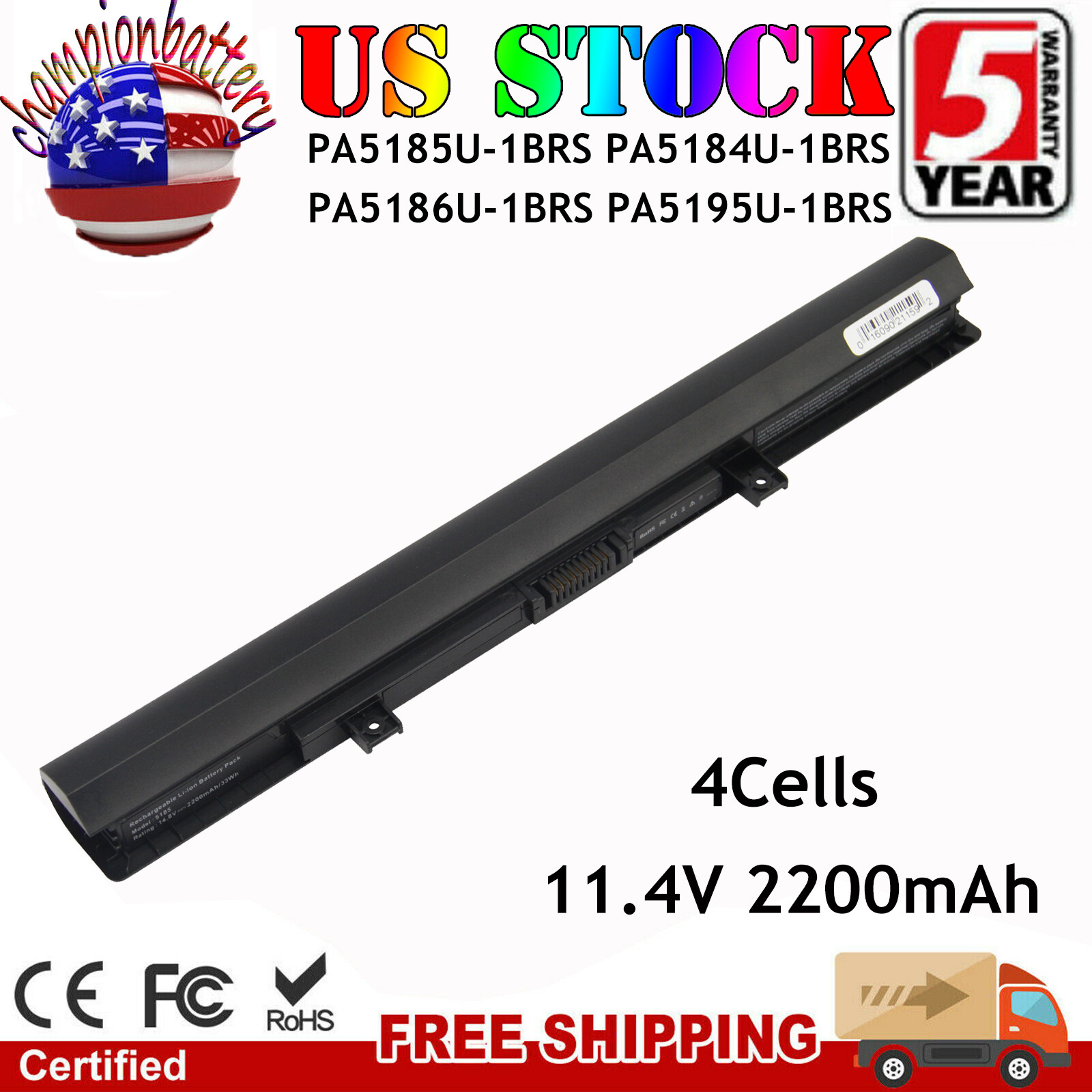 Battery For Toshiba Satellite C55t-B C55D-B5244 C55-B5101 C55-B5353 C55T-B5110