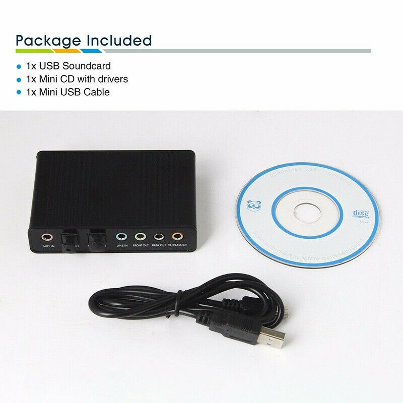 Optical External 6 Channel 5.1 Audio Output Adapter Sound Card USB SPDIF Black