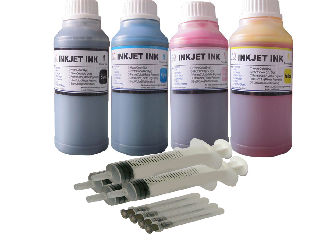 4x250ml ND® water-base Reactive Dye inkjet ink for any textile fabric printing