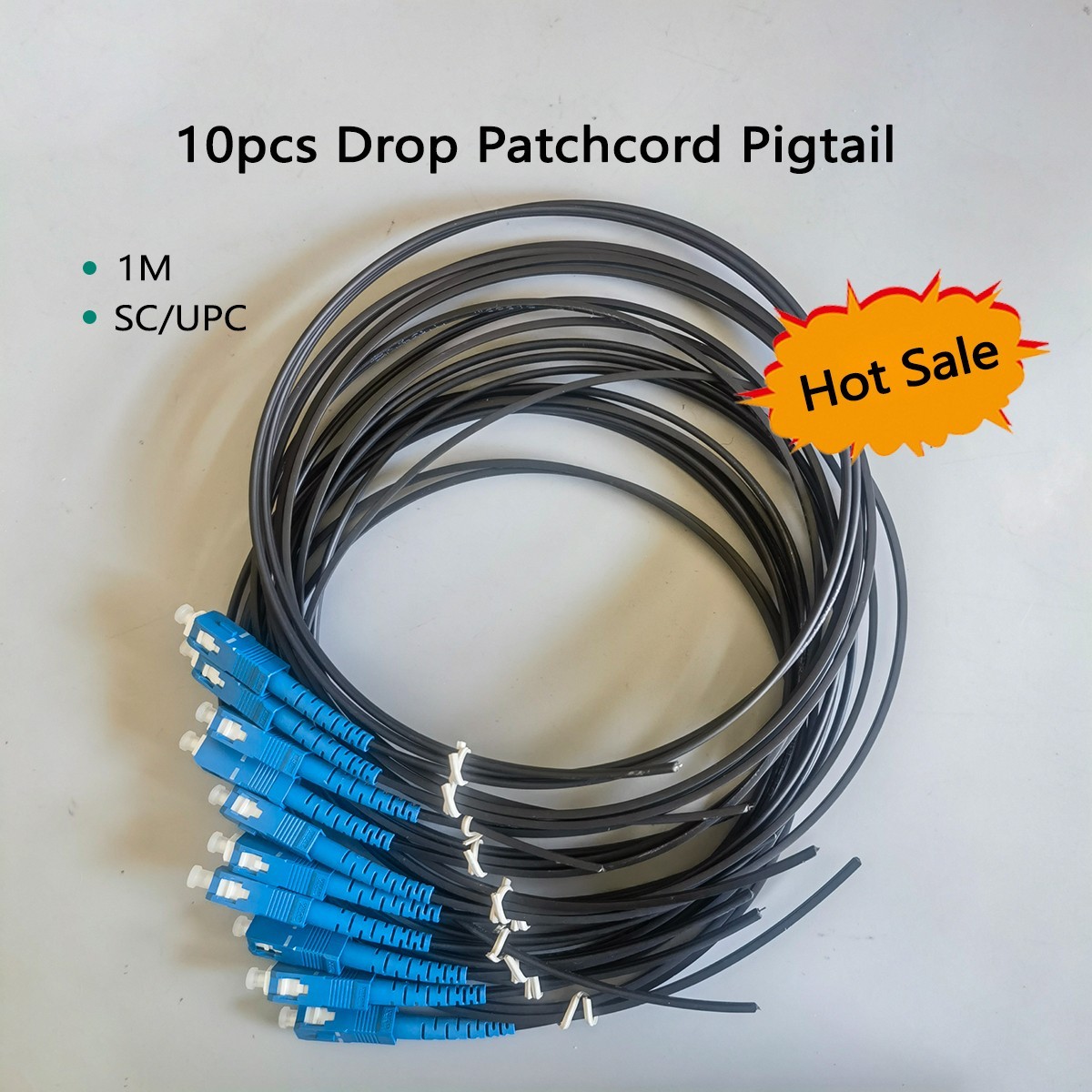 10pcs Drop Fiber Pigtail SC/UPC 1M Bend Insensitive Indoor FTTH Extension Cable
