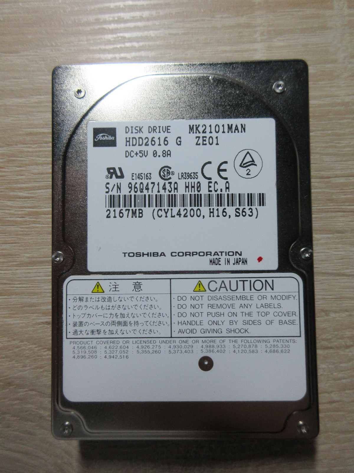 ⭐Toshiba MK2101MAN 2167MB 2.5" IDE 44 Pin HDD Hard Drive HTF Vintage ⭐