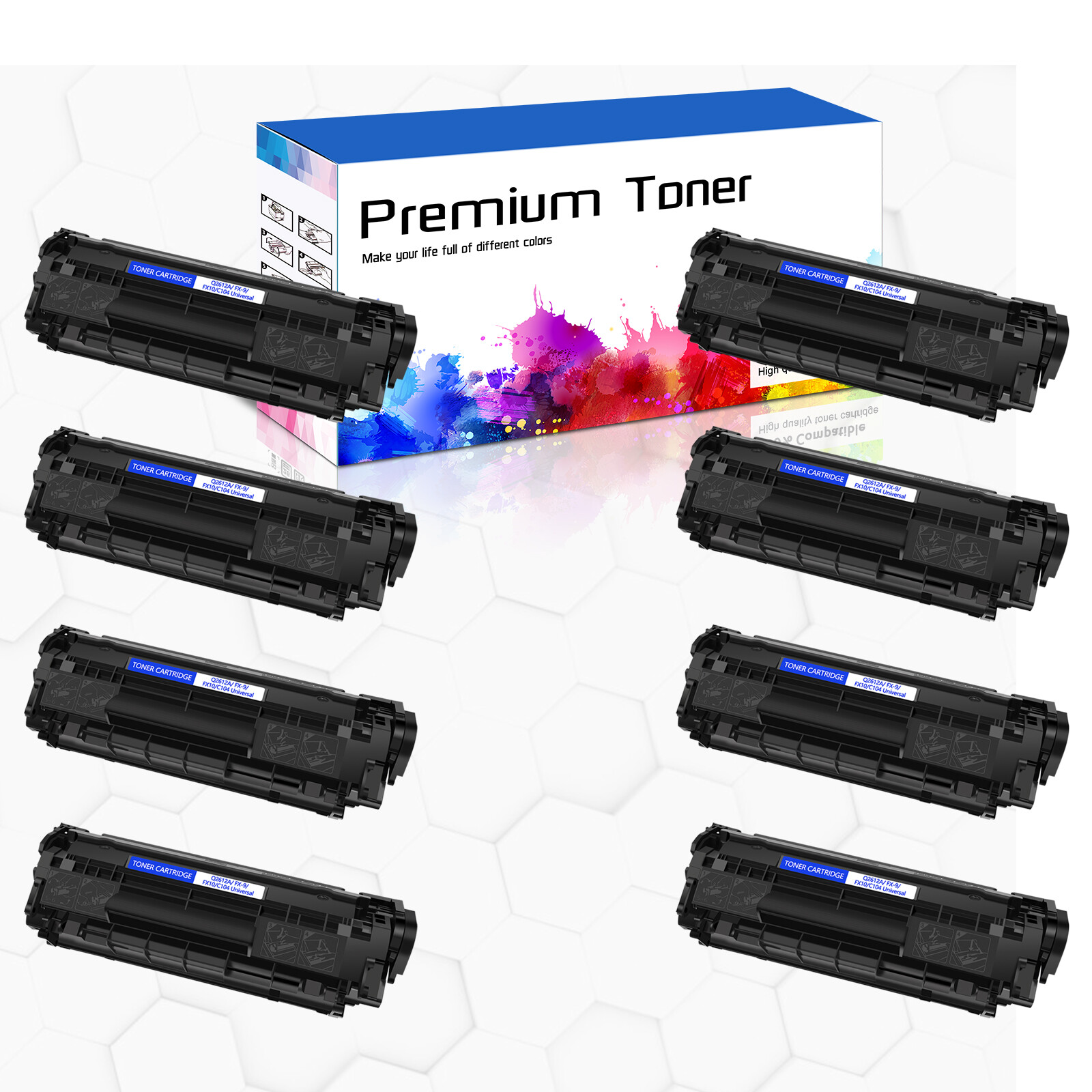 8PK Q2612A Toner Cartridge For HP 12A LaserJet 1012 1010 1018 1020 3030 3020 INK