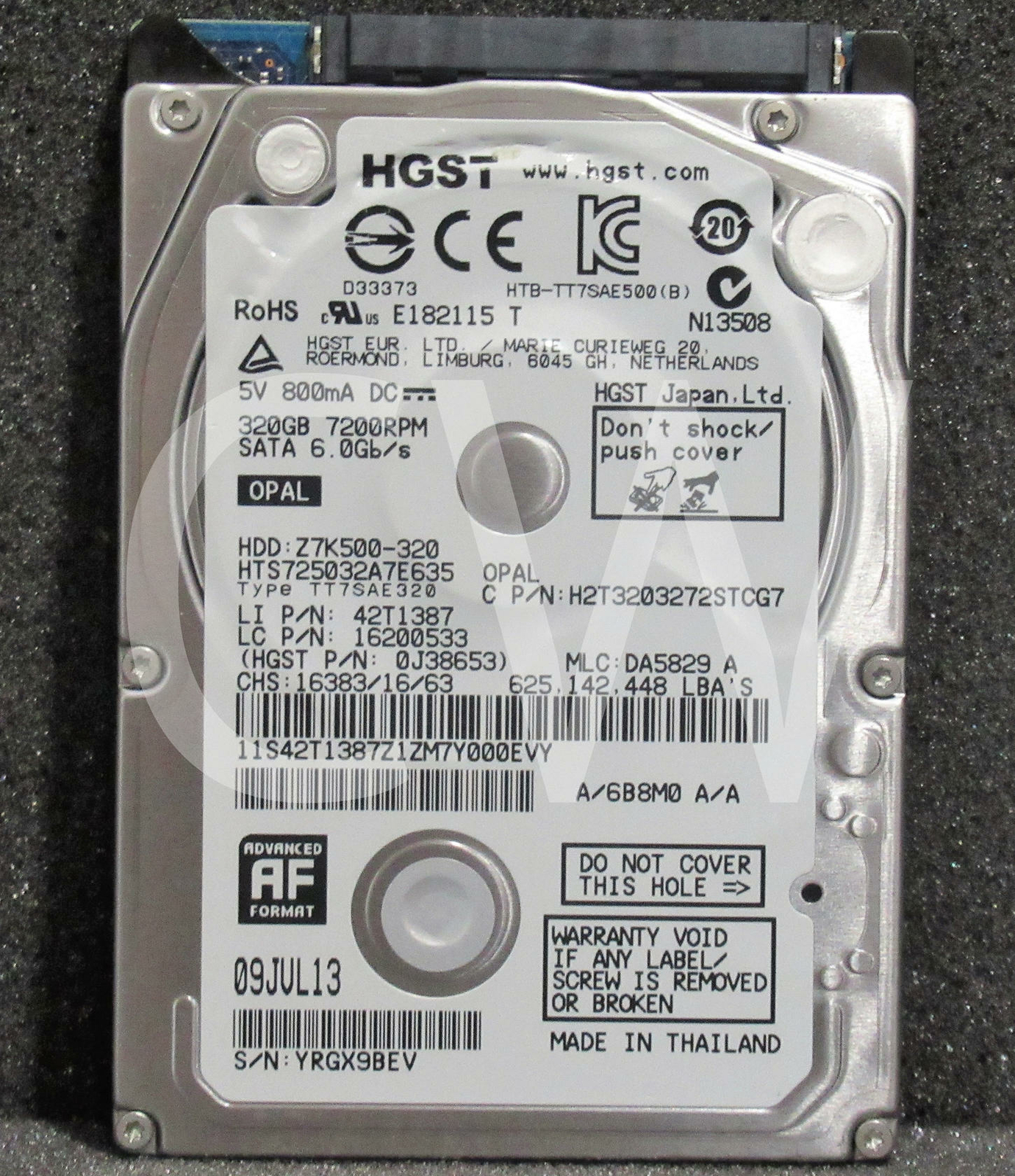 HTS725032A7E635 0J38653 HGST 320GB 7.2K RPM 6Gb/s 2.5" SATA LAPTOP Hard Drive