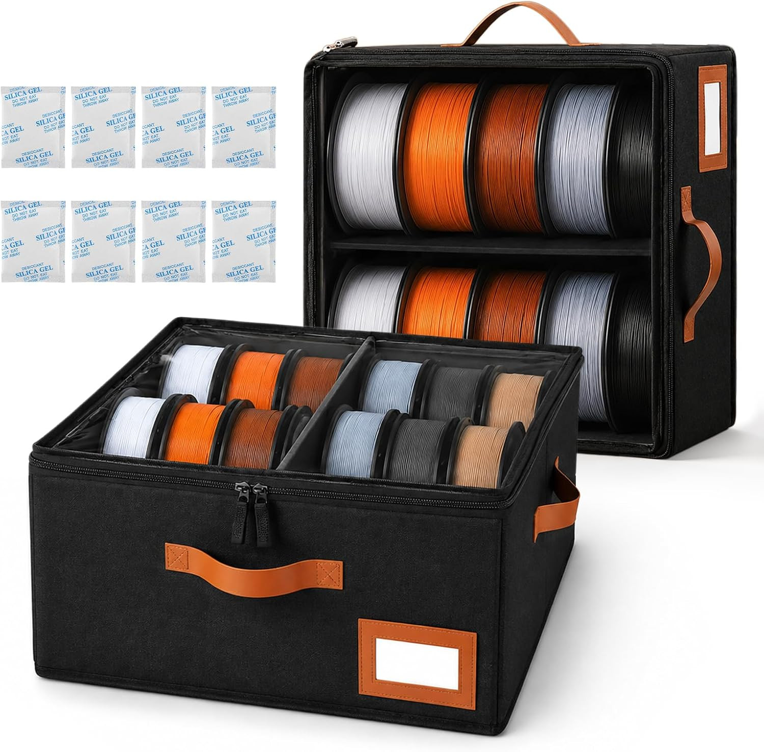 Filament Storage Box, 2 Pack with Desiccants for PLA, PETG, TPU