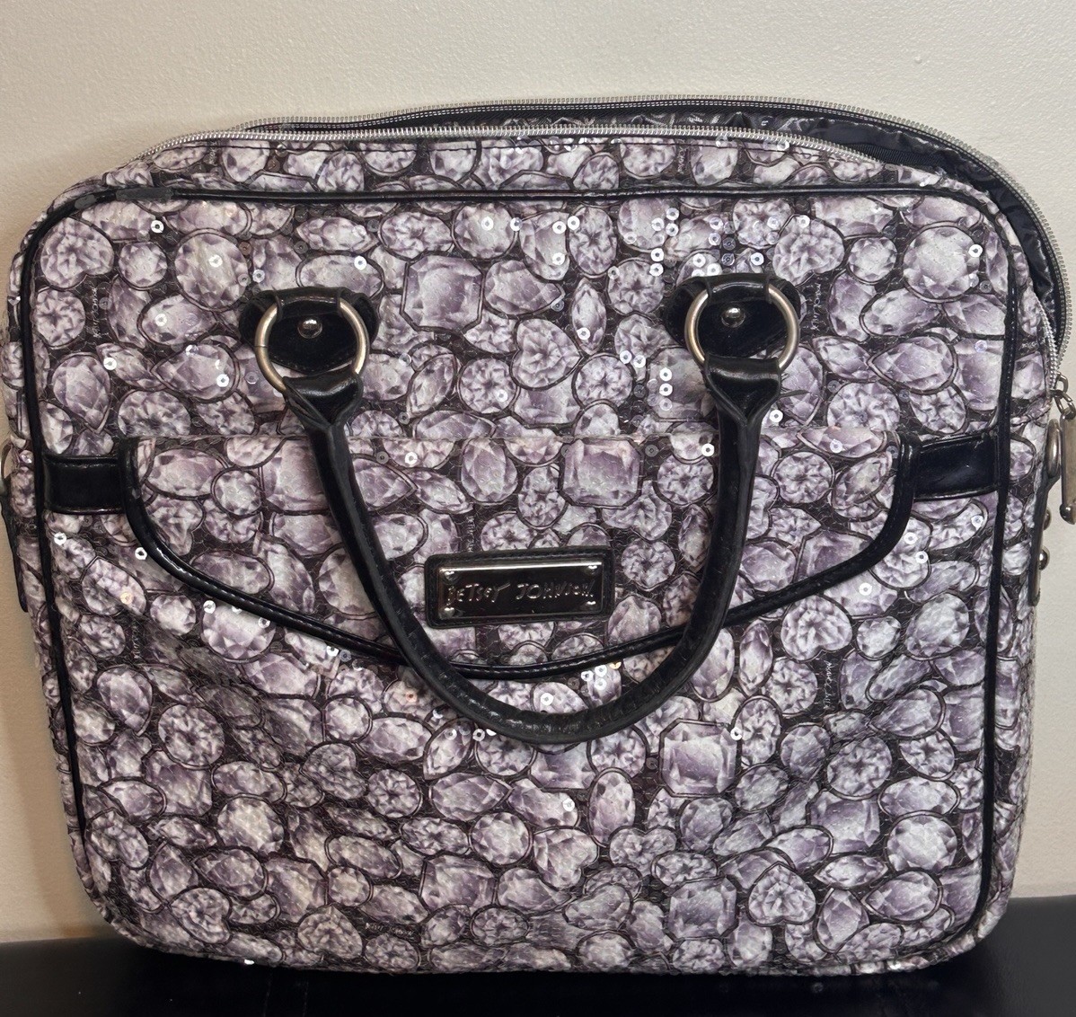 Betsey Johnson Laptop Bag, Sequence, Diamond Pattern, Padded