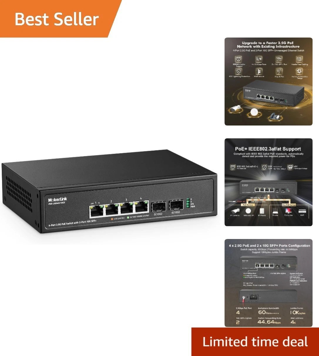 Small Metal 2.5G Ethernet Switch with PoE and SFP Plus
