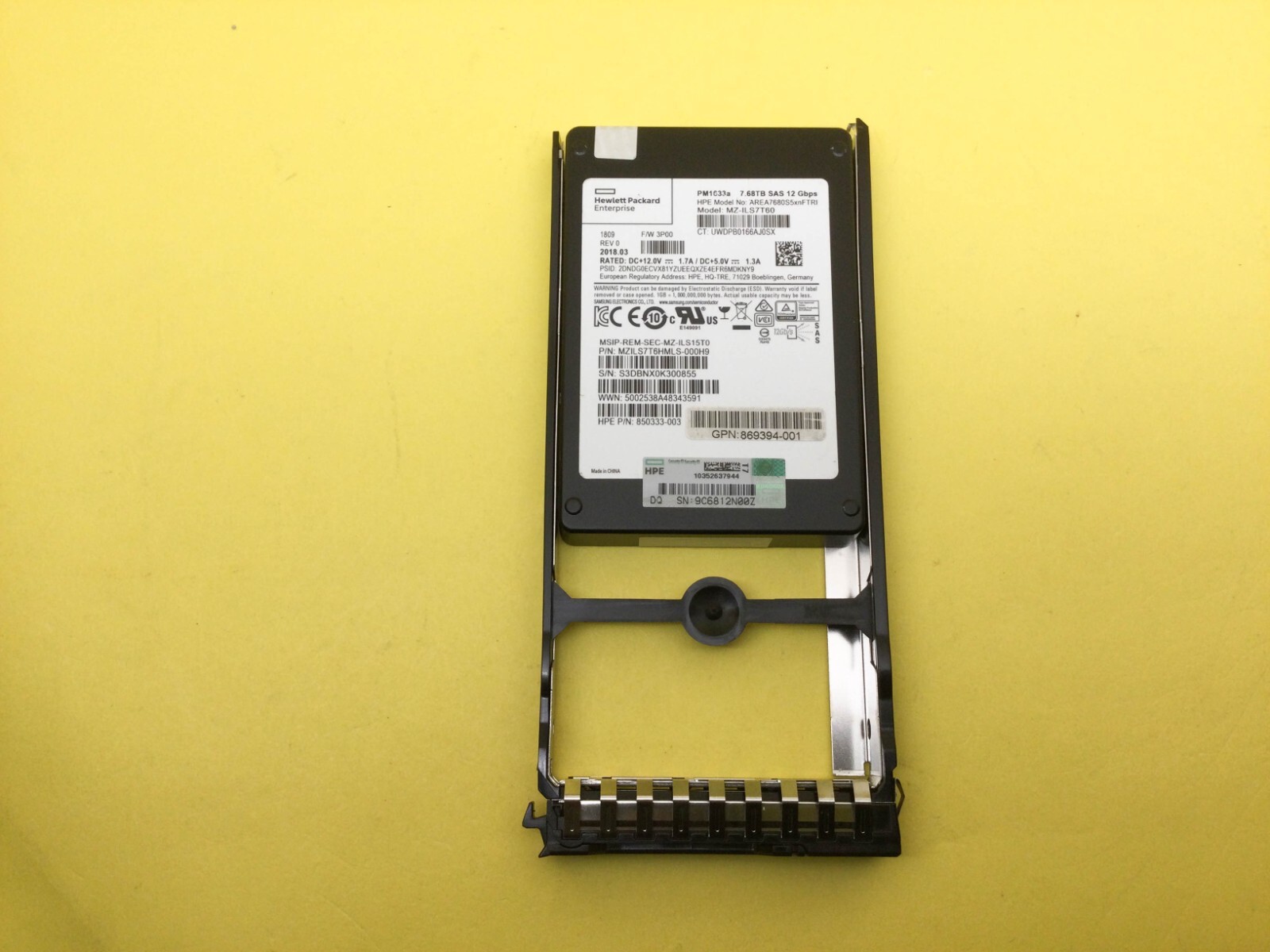 P9L81B HPE 3PAR 20000 7.68TB SAS 2.5IN FIPS ENCRYPTED SSD P08732-001 869336-001