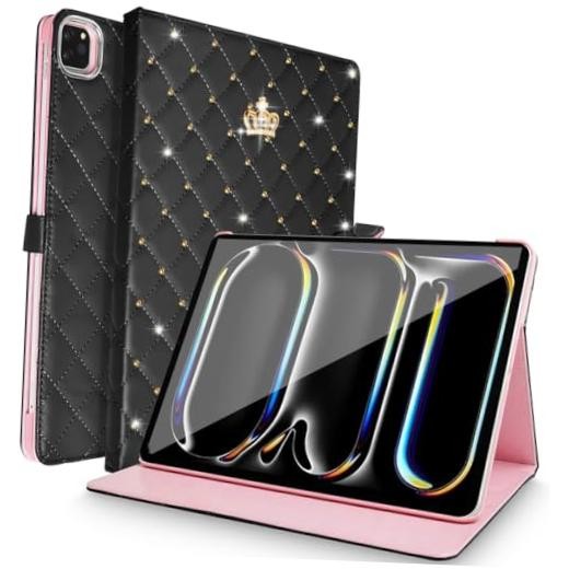 for iPad Pro 11Inch Case M5/M4 2025/2024 (6th/5th Generation),Cute Crown Black