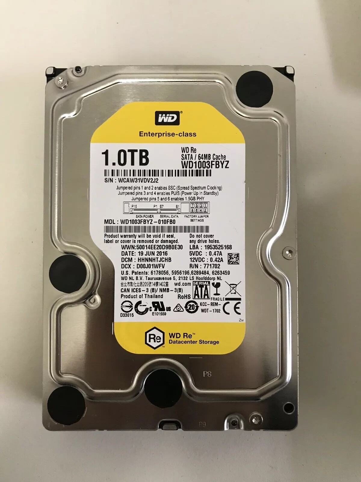 WESTERN DIGITAL GOLD - 1TB Hard Drive - WD1003FBYZ-010fb0 3.5" SATA