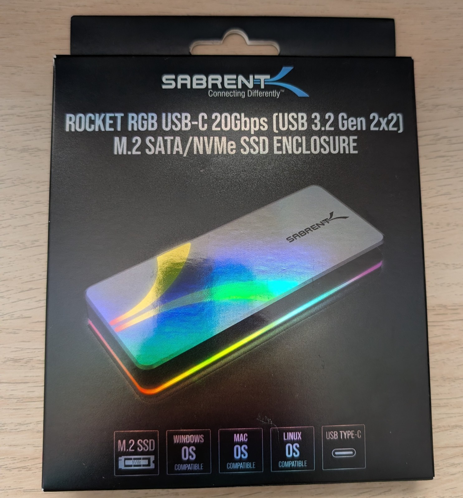 ROCKET RGB USB-C 20Gbps (USB 3.2 Gen 2x2] M.2 SATA/NVMe SSD ENCLOSURE