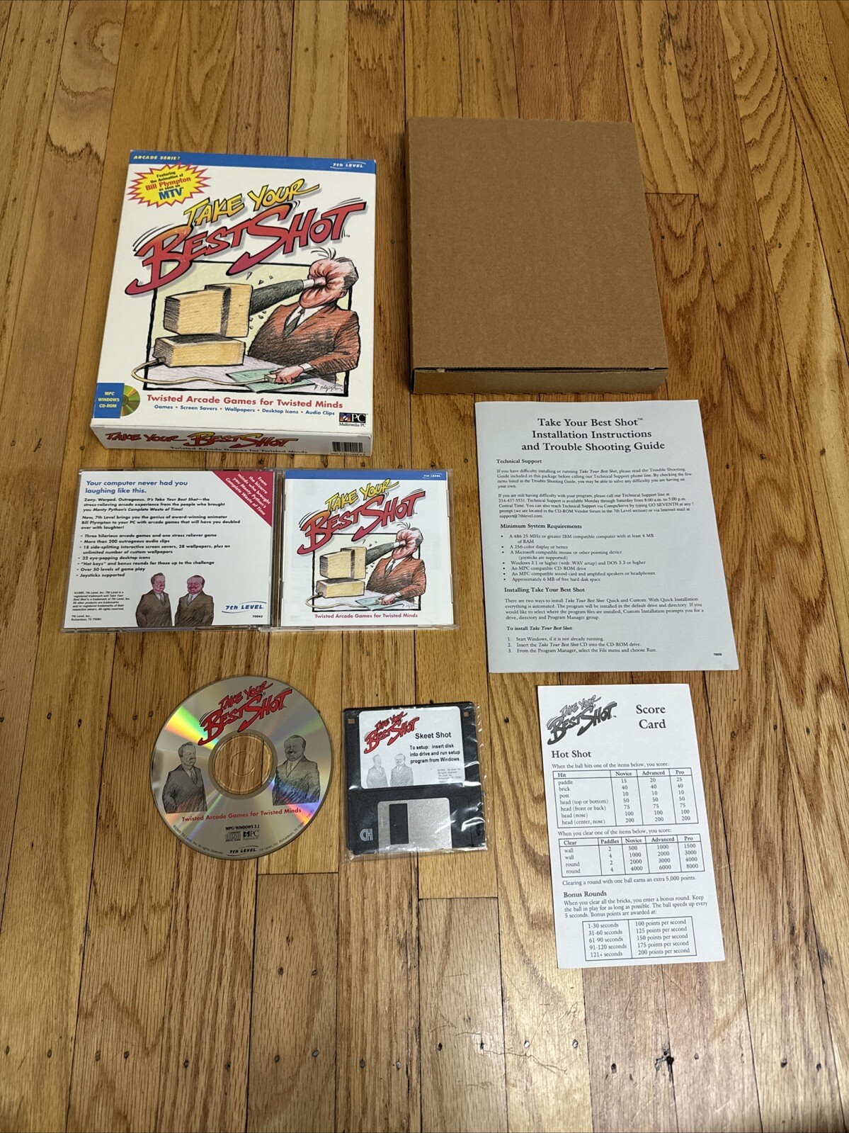 Vtg MTV Bill Plympton TAKE YOUR BEST SHOT Game CD-ROM 3.5" Floppy Big Box PC