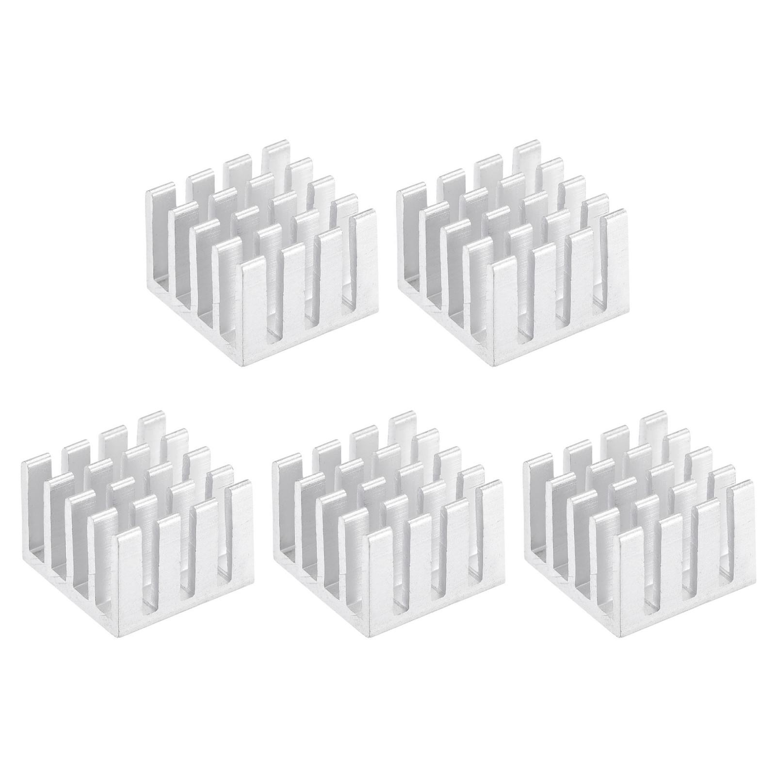 14x14x10mm Thermal Sticky Aluminum Heatsink Electronic Radiators Silver 5Pcs
