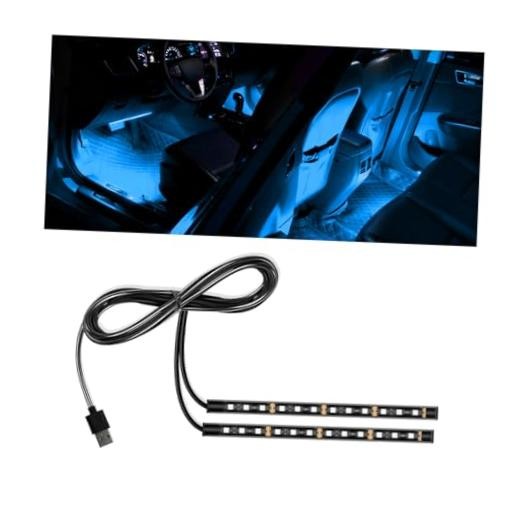 Car LED Strip Light, 12V 29 LED RGB USB Port Vehicle 24 LED/2/USB Ice Blue