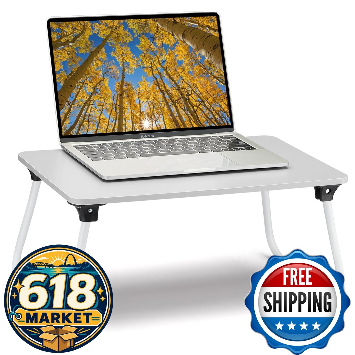 Ruxury Foldable Lap Desk Laptop Stand Bed Desk Table Tray - White KS1
