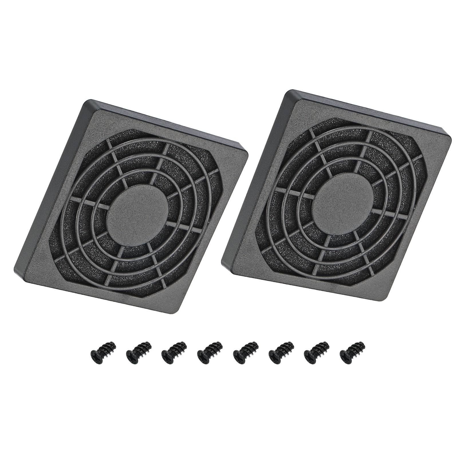 2Pcs 60mm Cooling Fan Filter w Screw Repair ABS Ventilator Grill Guard Black