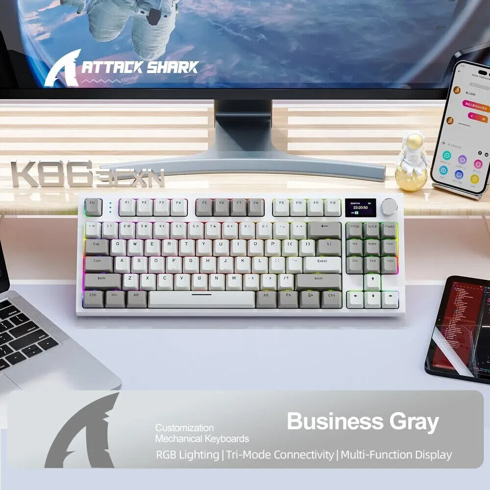 Wireless Mechanical RGB Gaming Keyboard 75% -  BT/2.4g w/ DISPLAY -FAST SHIPPING