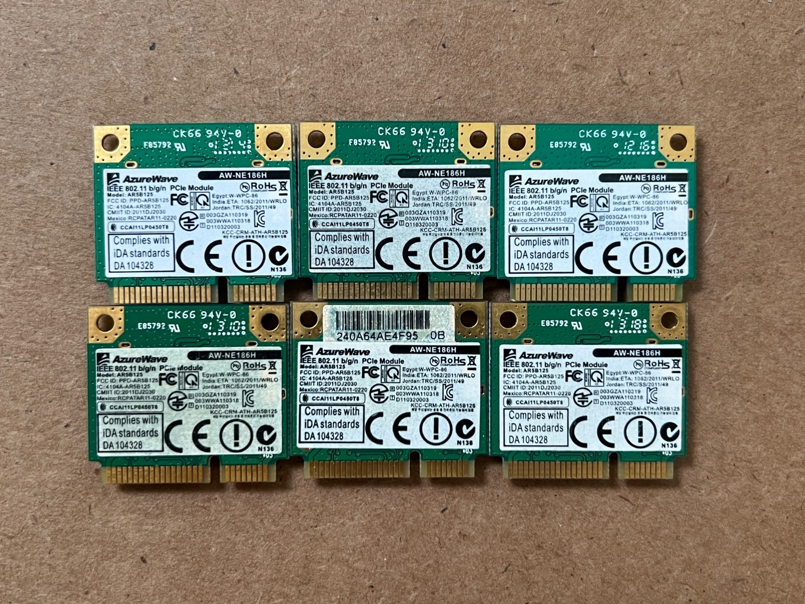 Lot of 6 ASUS X540S X540SA Atheros AR5B125 AW-NE186H WiFi Wireless Card