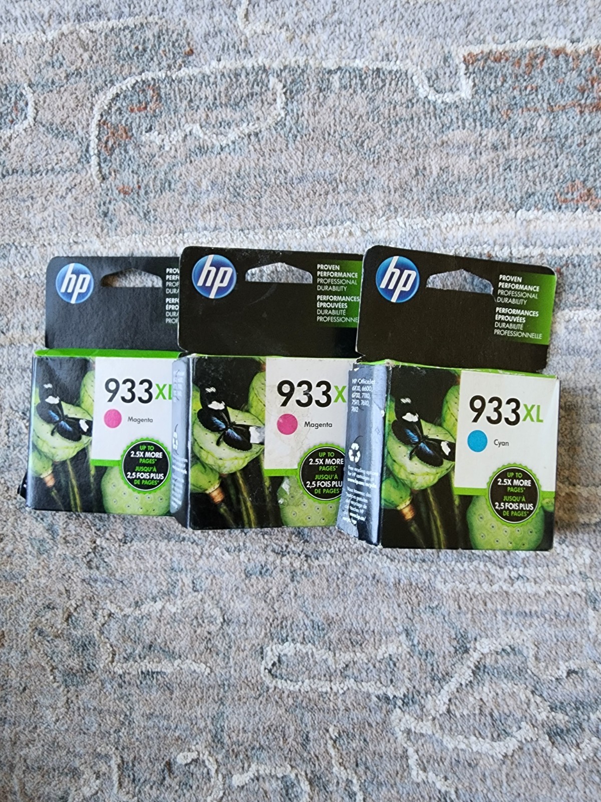 Genuine HP 933XL High-Yield Cyan & Magenta Ink Cartridge's