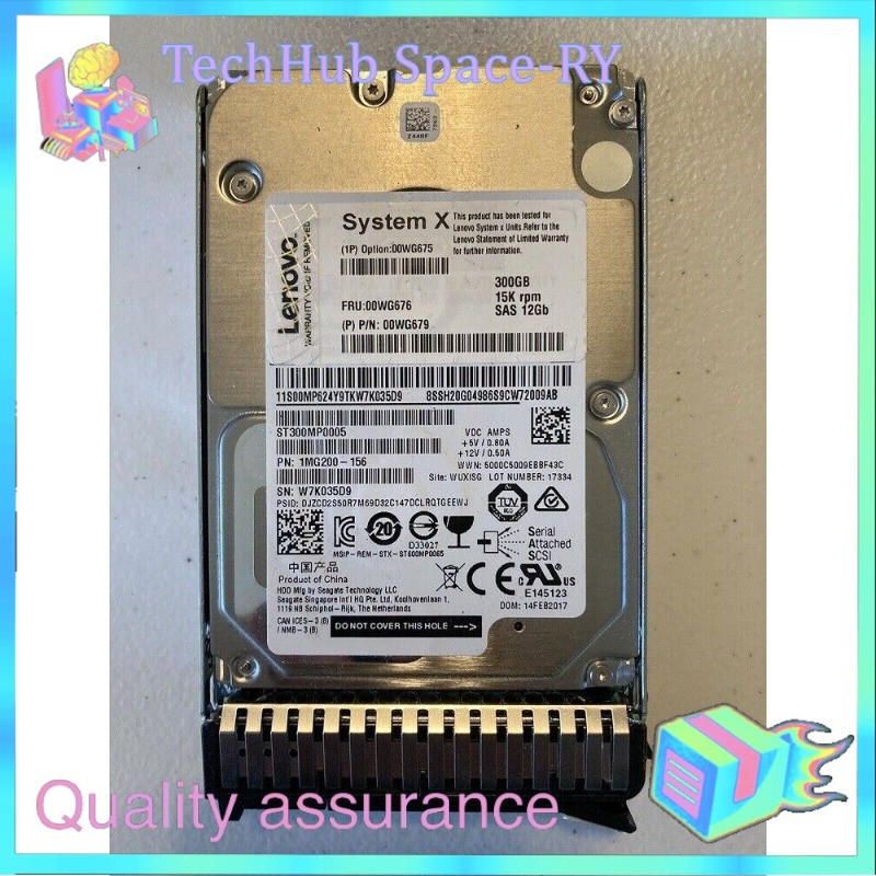 NEW Lenovo / IBM System X 00WG675 00WG676 00WG679 300GB 15K 12Gb SAS Hard Drive
