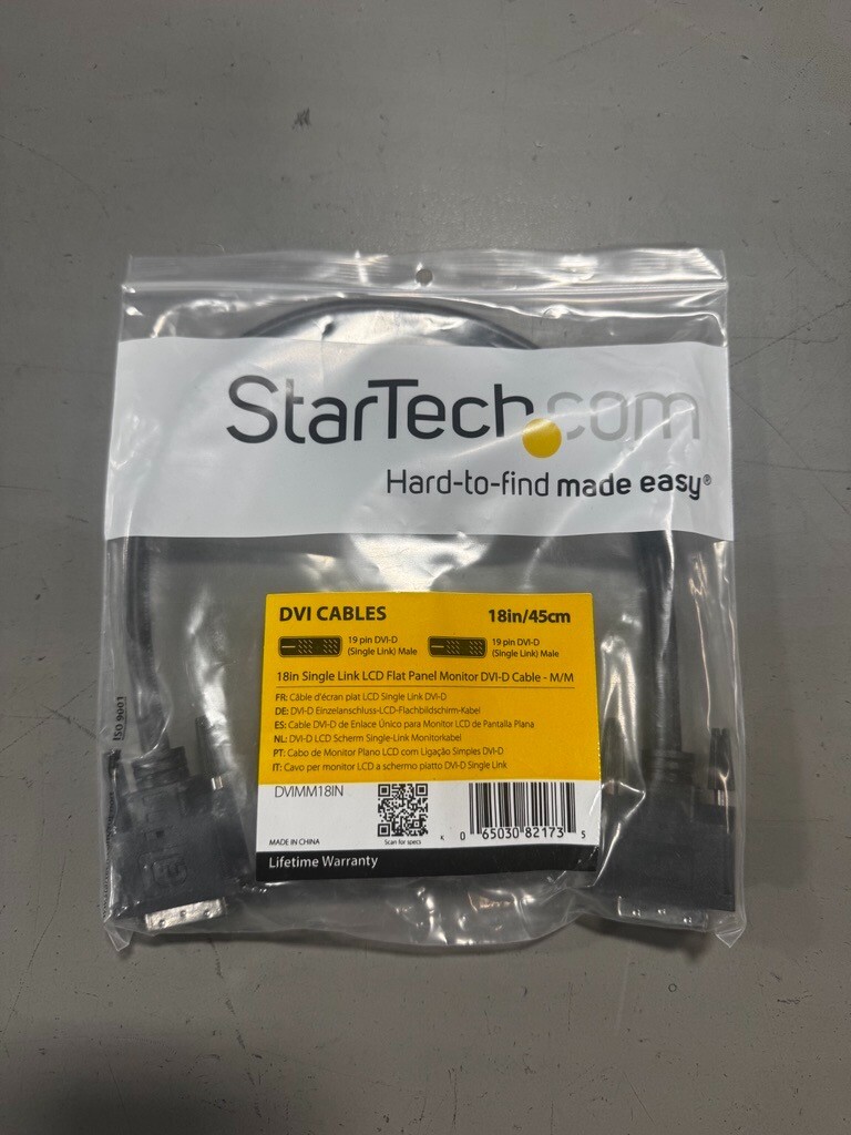 StarTech DVIMM18IN - 18in DVI-D Single Link Cable - M/M