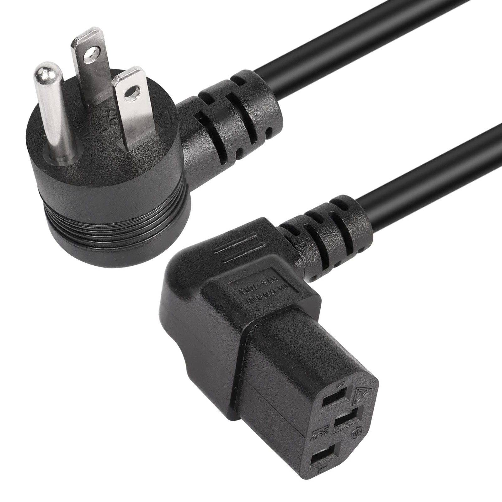 GELRHONR 90 Degrees 3 Prong AC to IEC320 C13 Power Cord,10A 125V Up Angle NEM...