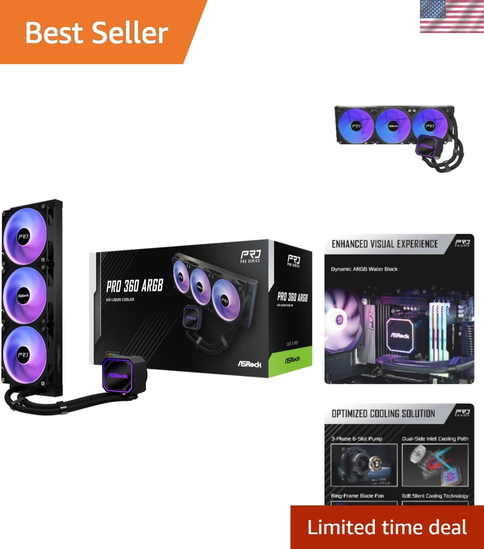 Pro 360 ARGB All-in-One Liquid CPU Cooler, 360mm Radiator, Addressable RGB, C...
