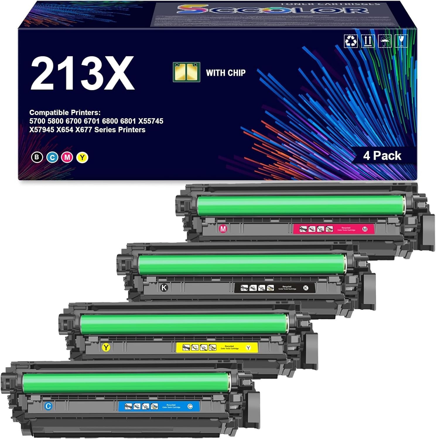 for HP 213X High Yield Toner Set (W2130X, W2131X, W2132X, W2133X) 4 PACK Sealed