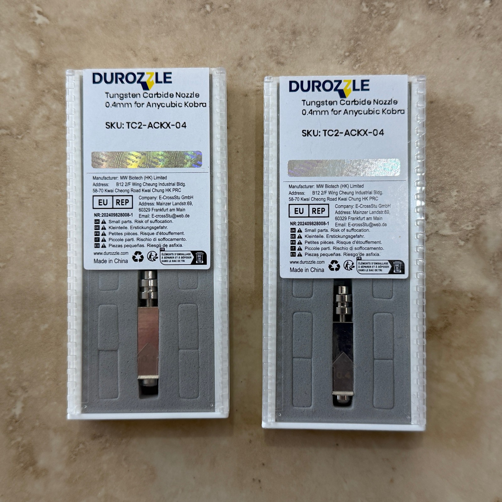 2 Pack DUROZZLE 0.4mm Tungsten Carbide Nozzle for Anycubic Kobra X