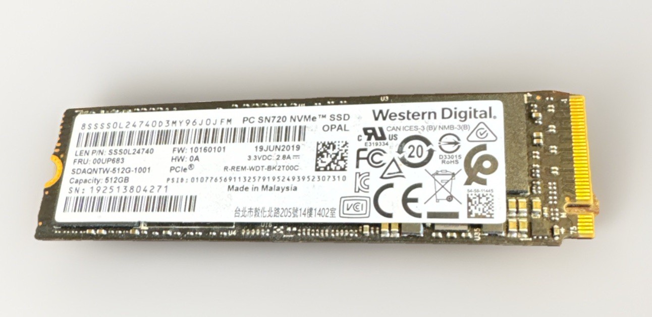 WD PC SN720 512GB NVMe M.2 2280 SSD SDAQNTW-512G-1001 Black for  PC and Laptop