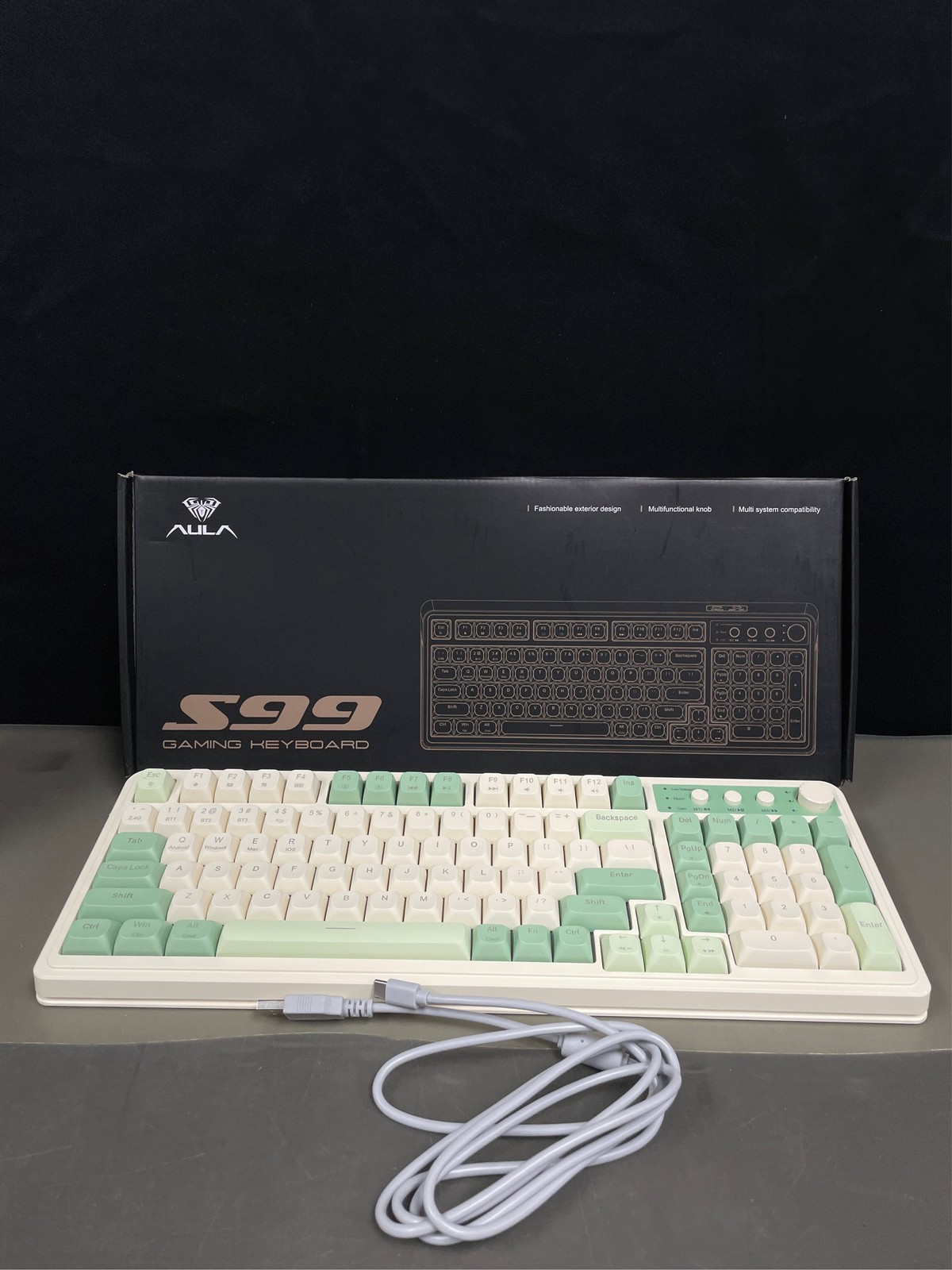 AULA S99, 99-Key, Wireless, Membrane, Gaming Keyboard, RGB, 5-Layer Padding, 200