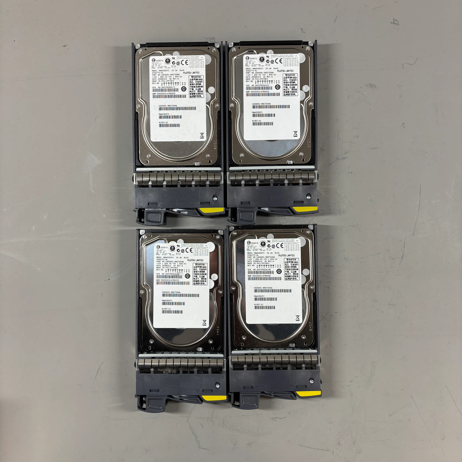 Lot of 4 Fujitsu Hard Drives MAW3300FC 300GB HDD DH07P830A17G