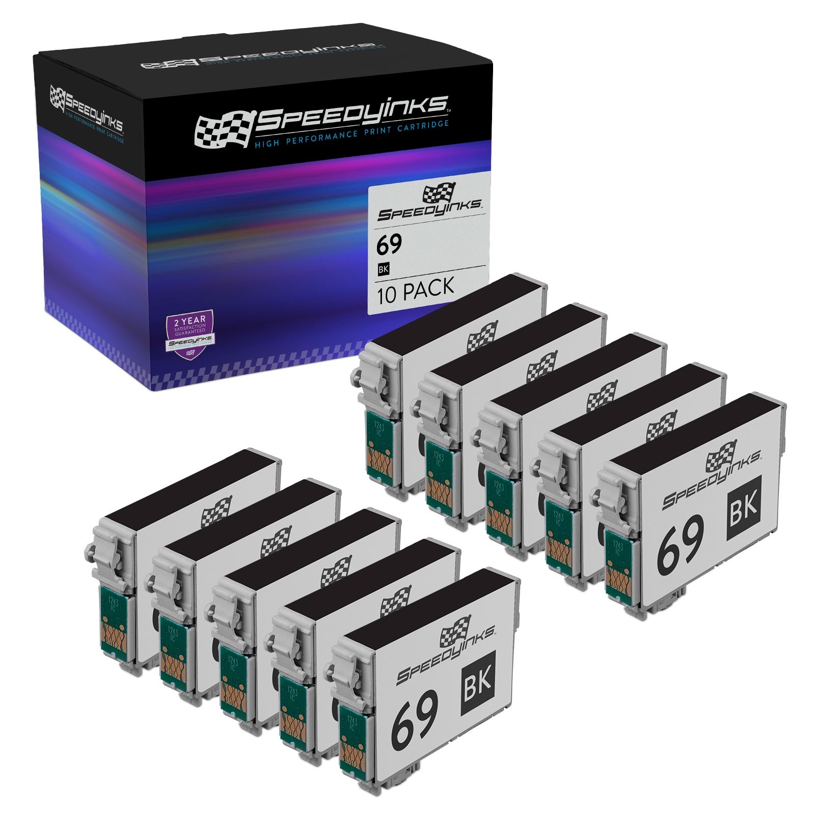 10PK Reman For Epson T069120 (T0691) Black Ink Cartridge