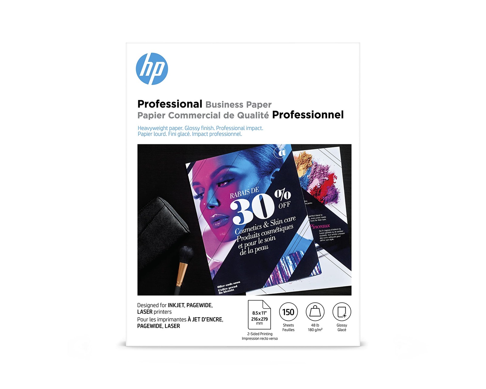 HP Professional Business Paper Glossy 8.5x11 48 lb 150 Sheets Inkjet Laser