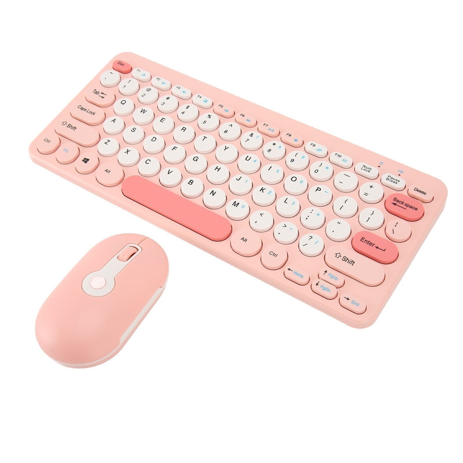 Wireless Keyboard Mouse Set Stylish Slim Round Keycaps Mute Ergonomic 2.4G