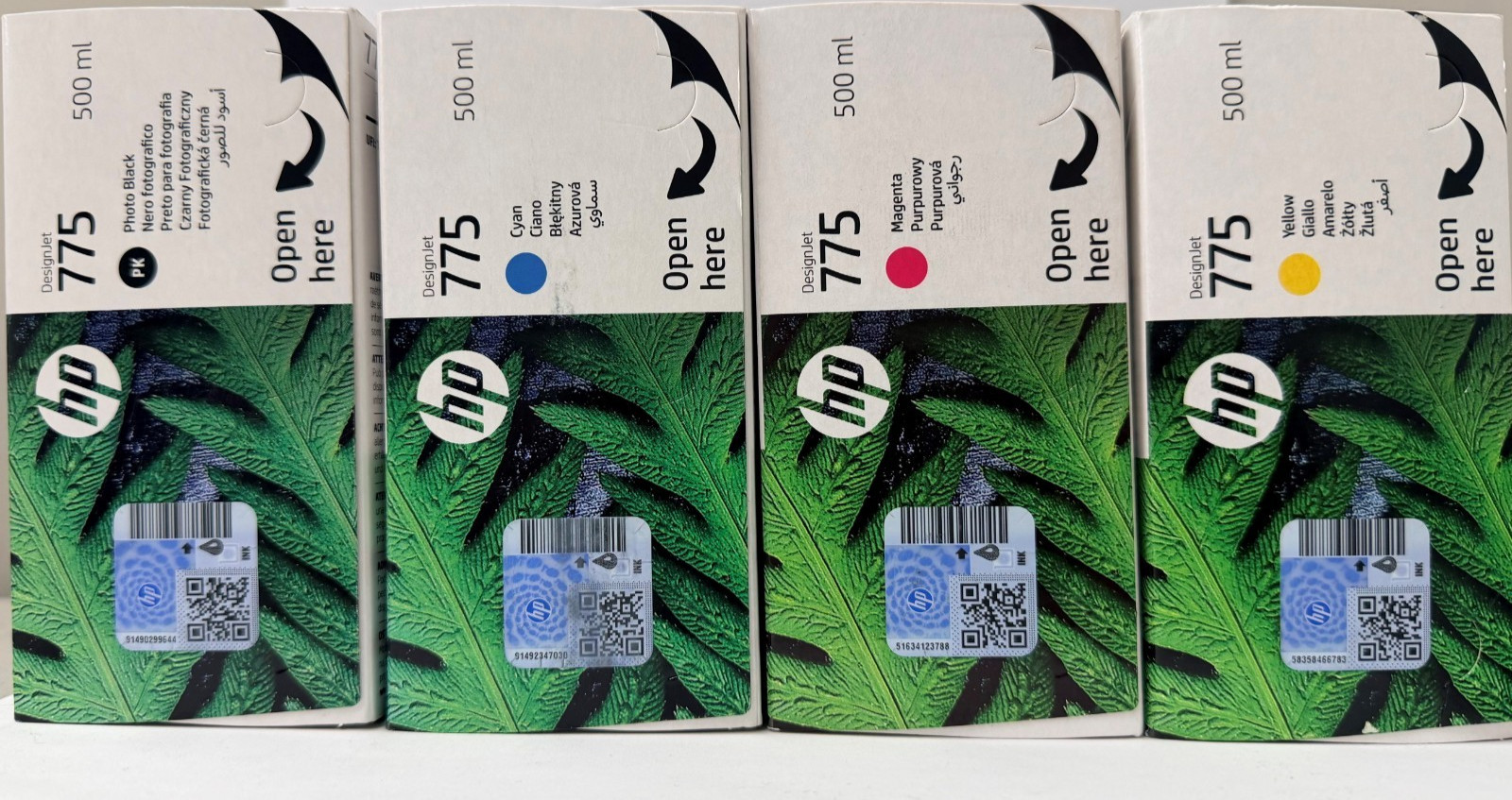 New Genuine HP 775 PBlack Color 4PK Ink Cartridges Box Designjet Z6 PRO 500ml