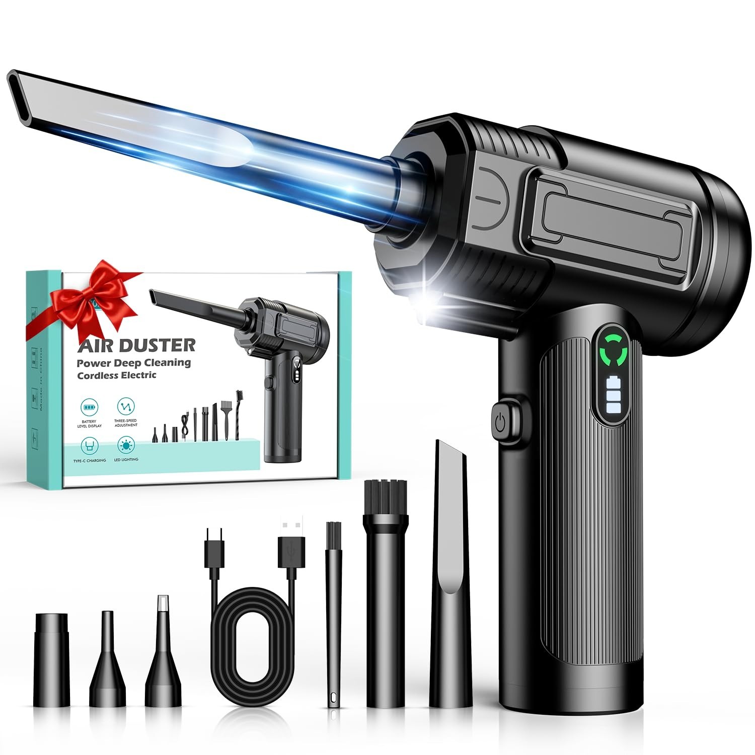 High-Power Cordless Compressed Air Duster, 130000RPM Rechargeable Electric Blowe