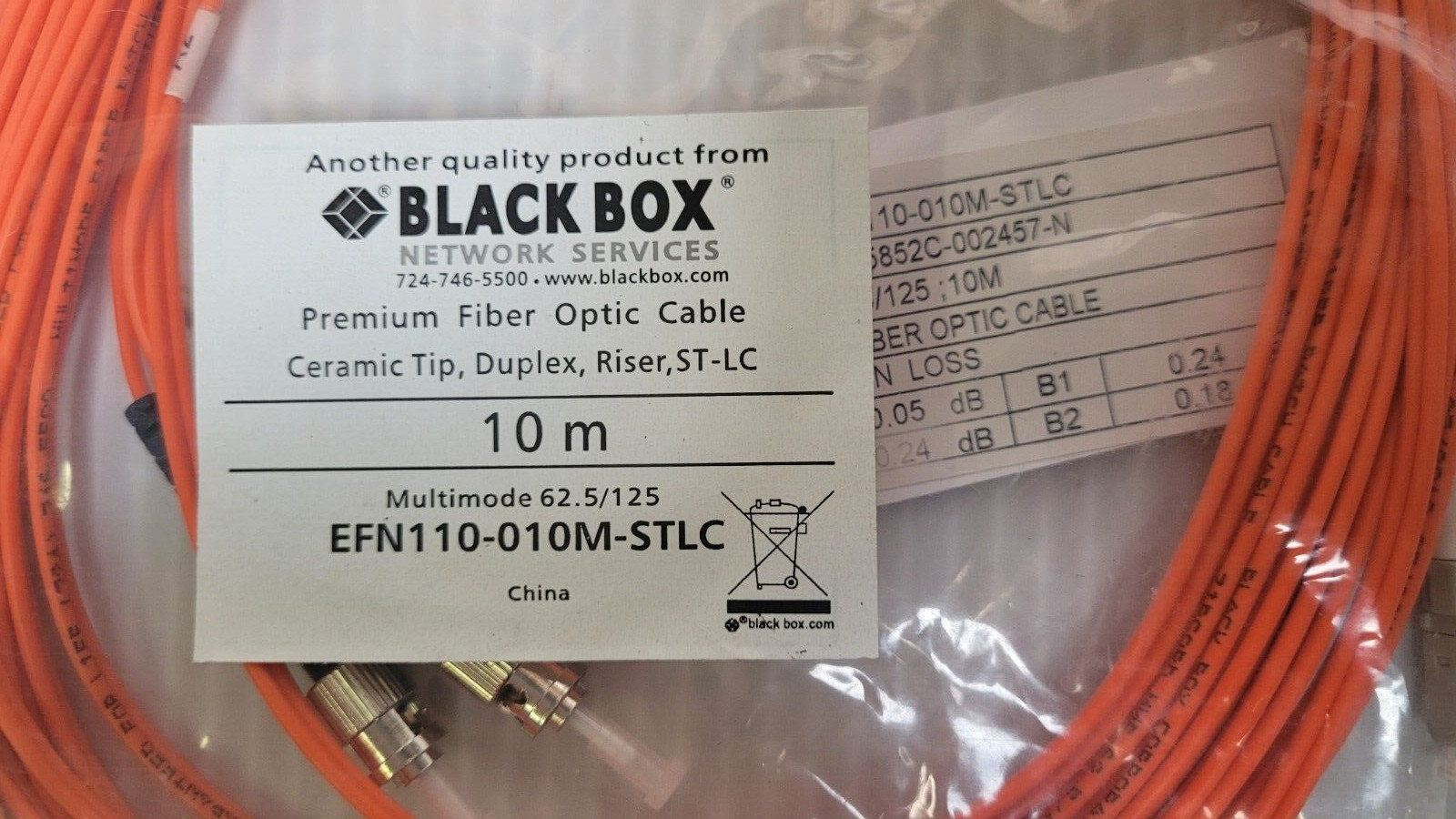 Black Box STLC 10m ST-LC fiber optic patch cable, multimode - EFN110-010M-STLC