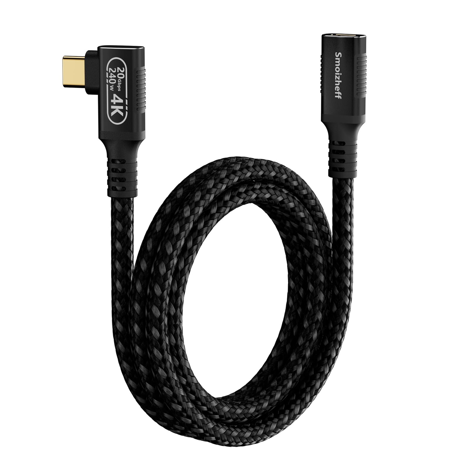 1m 90-Degree Right Angle USB-C Extension Cable, 20Gbps 3.3ft/1m, Black 